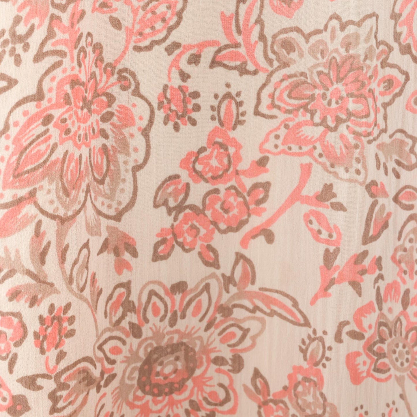 70s Paisley Floral Maxi Dress Pink Brown Long Sleeve Caftan V-Neck Medium Large