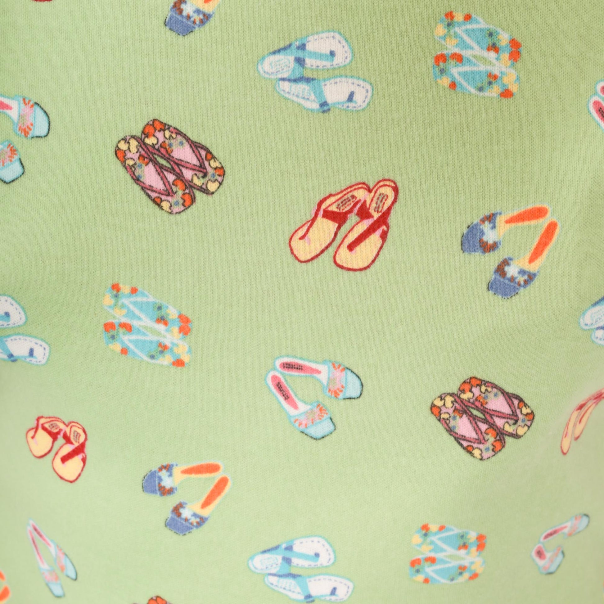 90s Sage Green Maxi Dress Flip Flop Novelty Print Cotton Scoop Neck Large L