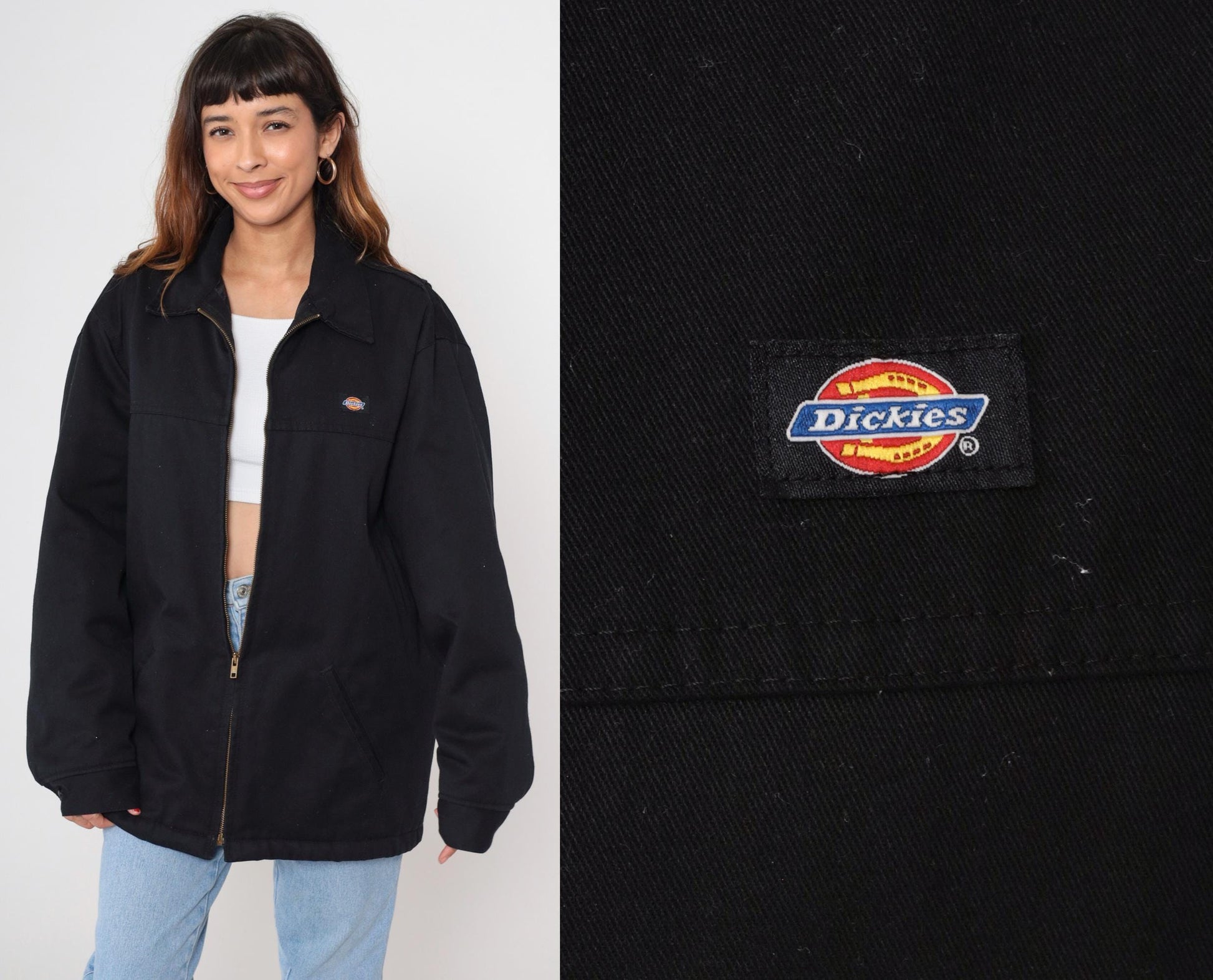 90s Dickies Black Zip-Up Utility Jacket Men's Extra Large XL