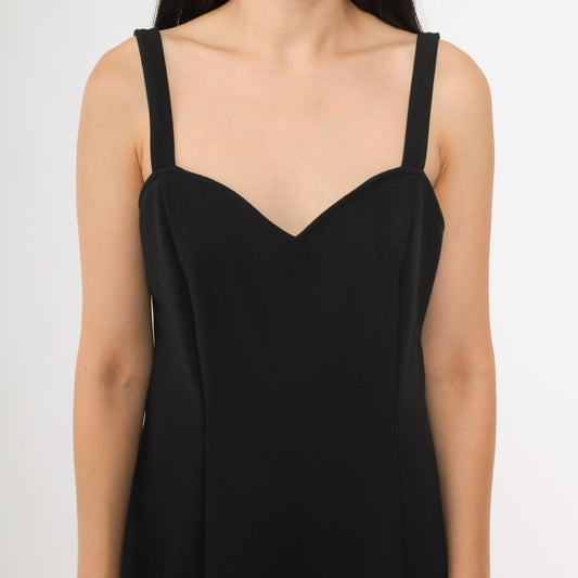 90s Black Velvet Maxi Gown Sweetheart Neckline Side Slit Medium M