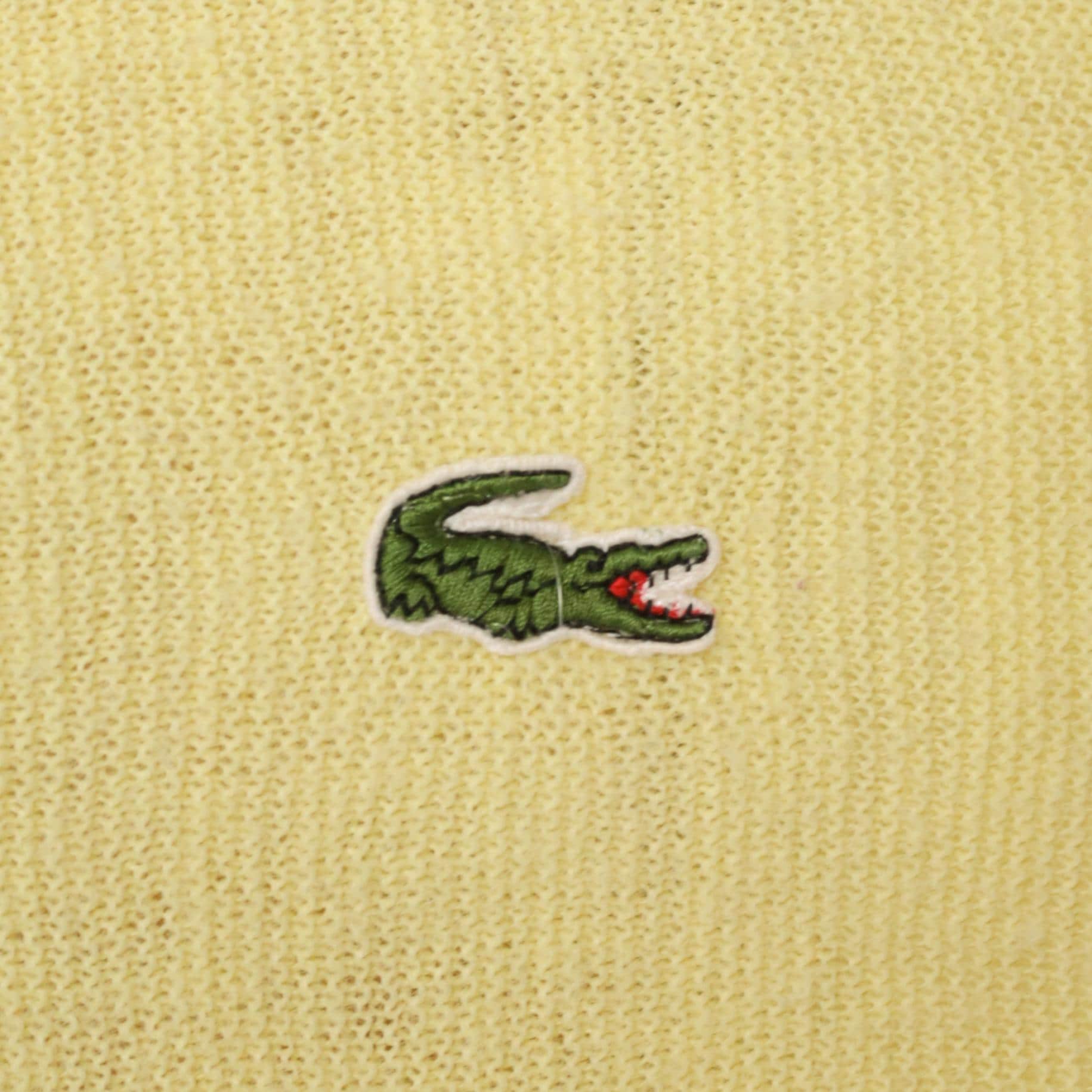 70s Lacoste Yellow Cardigan Crocodile Logo Button Front Extra Large XL
