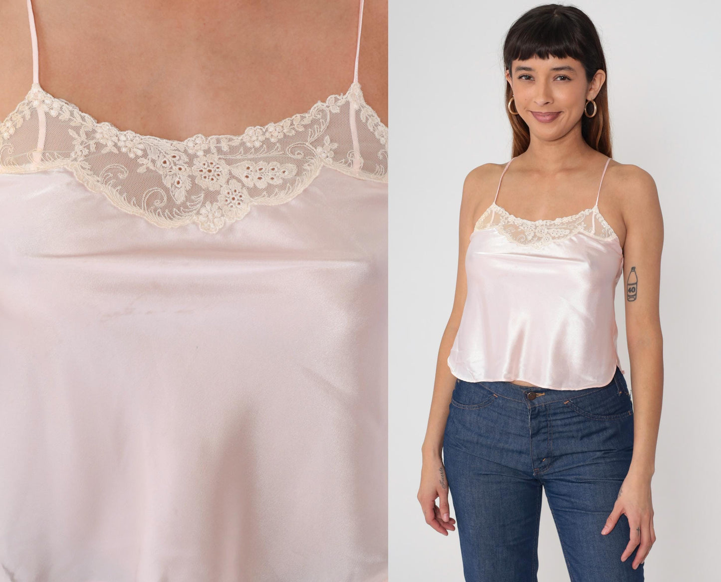 Victoria's Secret 90s Pink Lace Camisole Spaghetti Strap Tank Small
