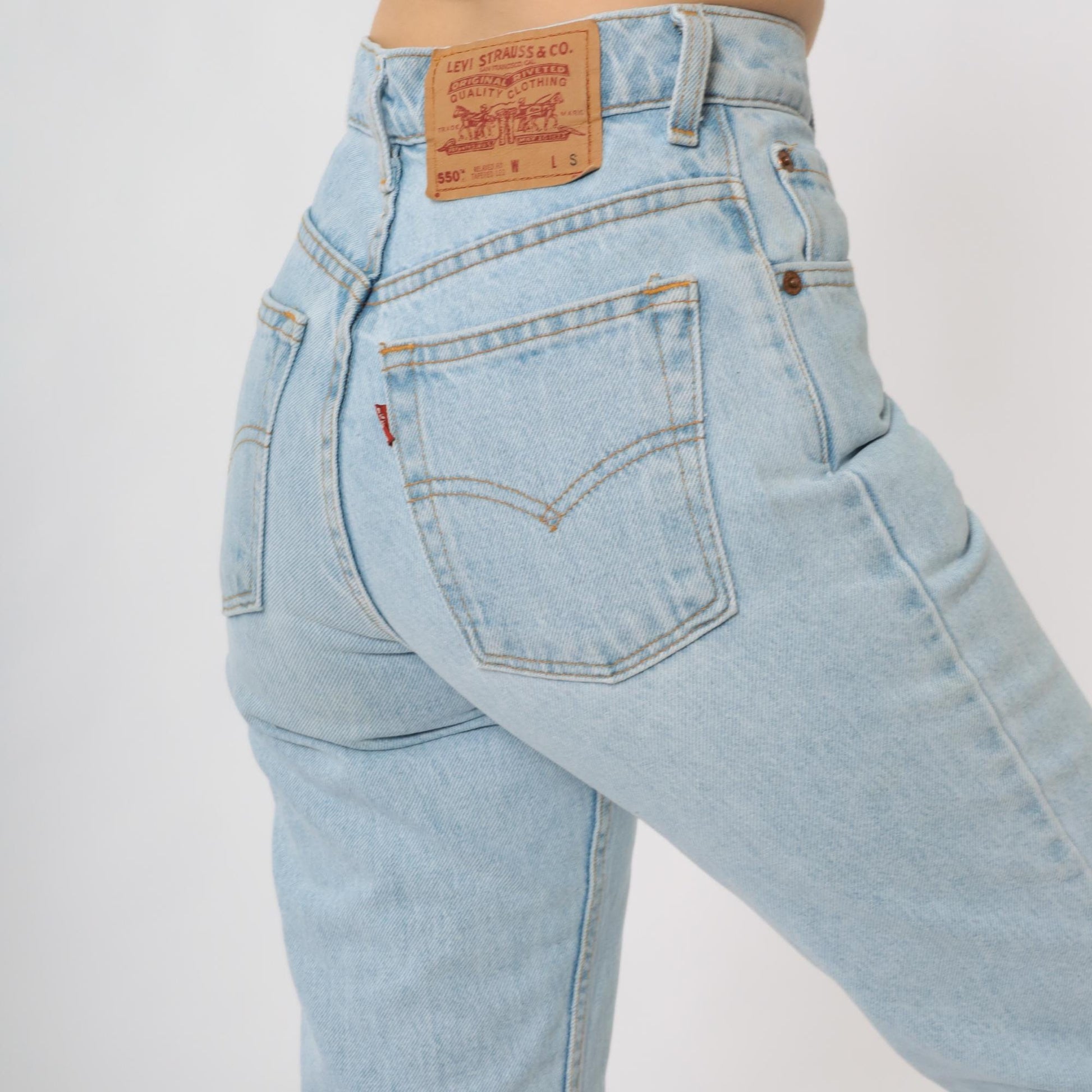 Levi's 550 90s Light Blue High Waisted Jeans Tapered Leg Extra Small XS