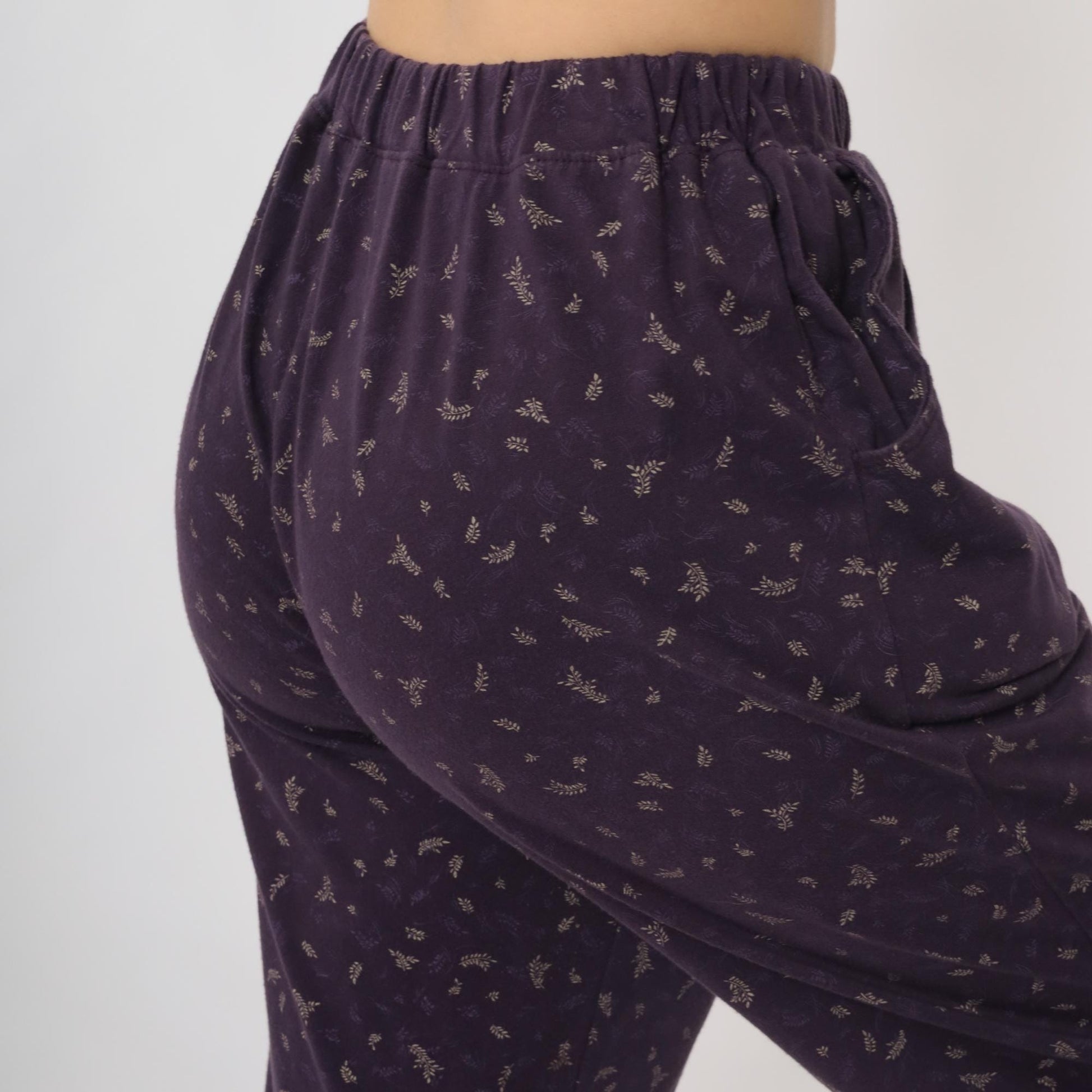 90s Bobbie Brooks Purple Floral Pajama Pants Elastic Waist Large L