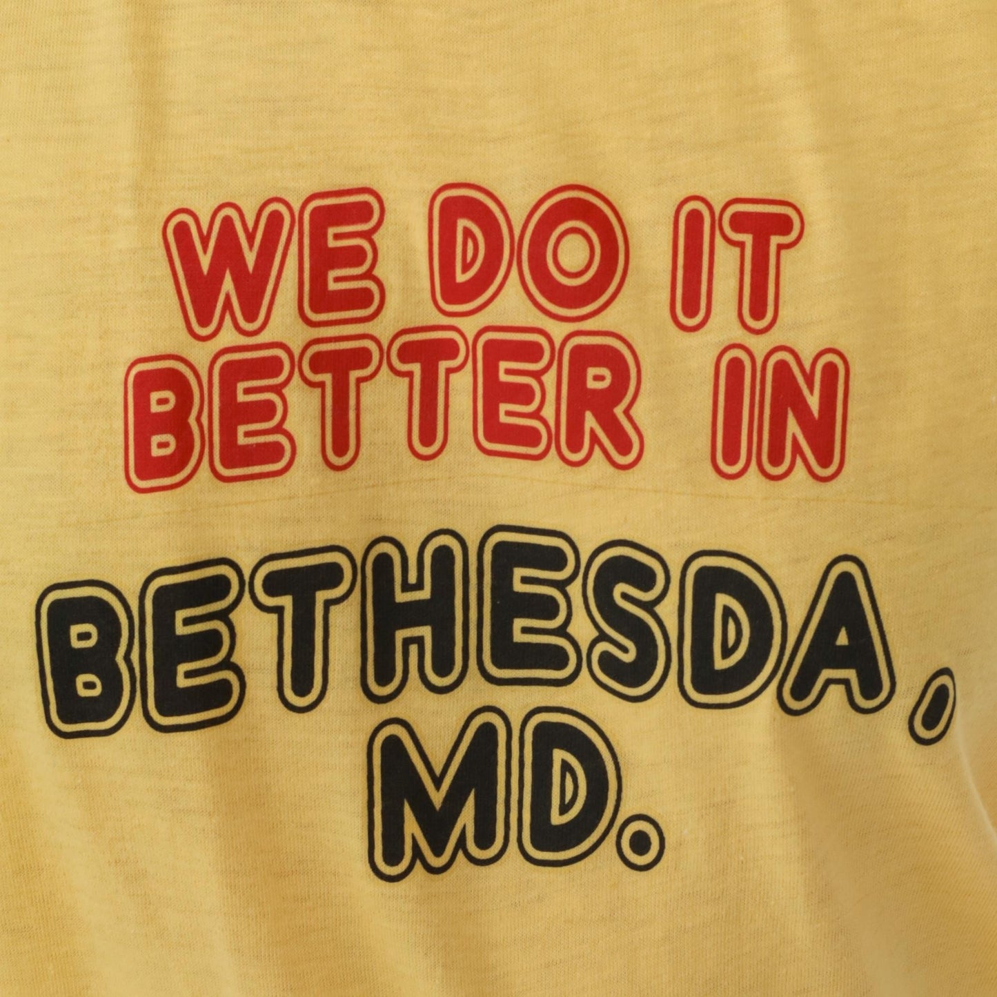 80s Bethesda Maryland Sneakers Graphic Tee Yellow We Do It Better Large