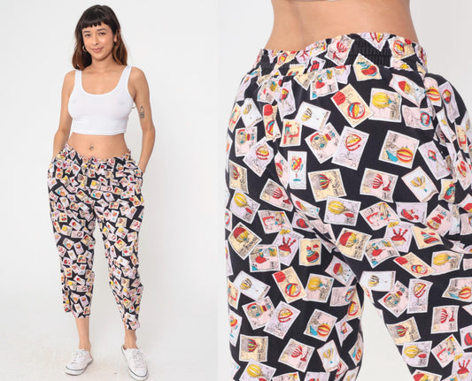 90s Hot Air Balloon Stamp Print Matching Set Shirt Pants Large L
