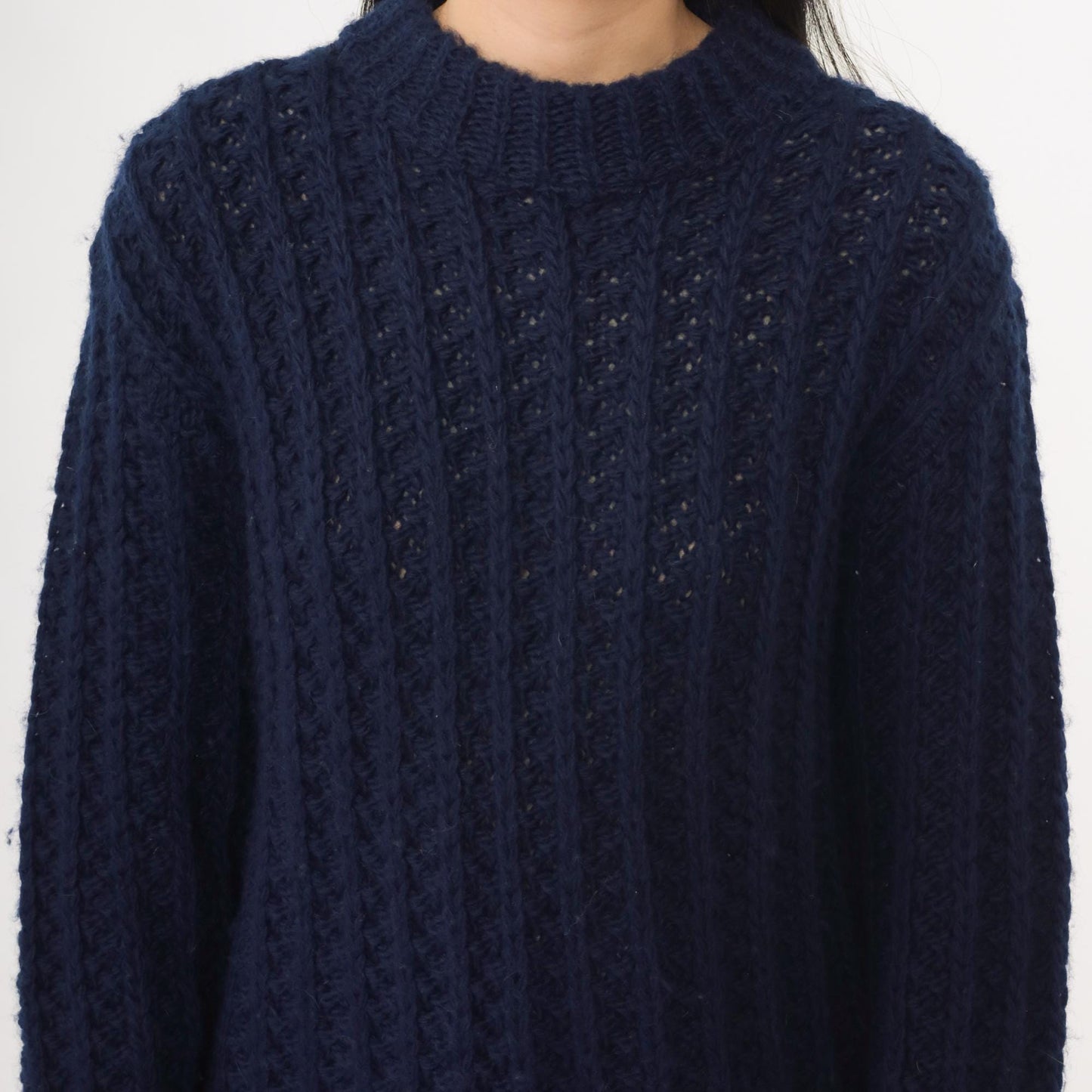 80s Robert Bruce Navy Wool Chunky Knit Crewneck Pullover Medium M