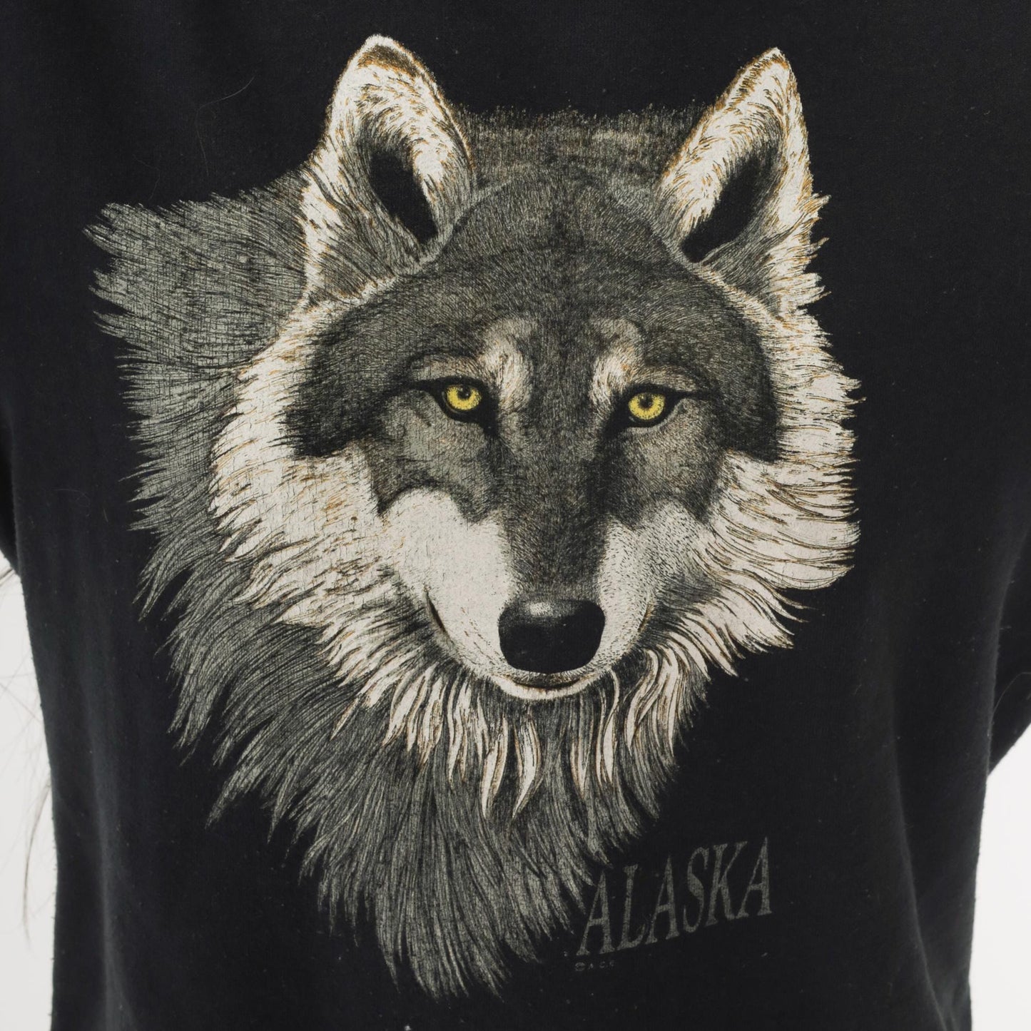 Y2K Wolf Alaska Graphic Sweatshirt Black Crewneck Small S