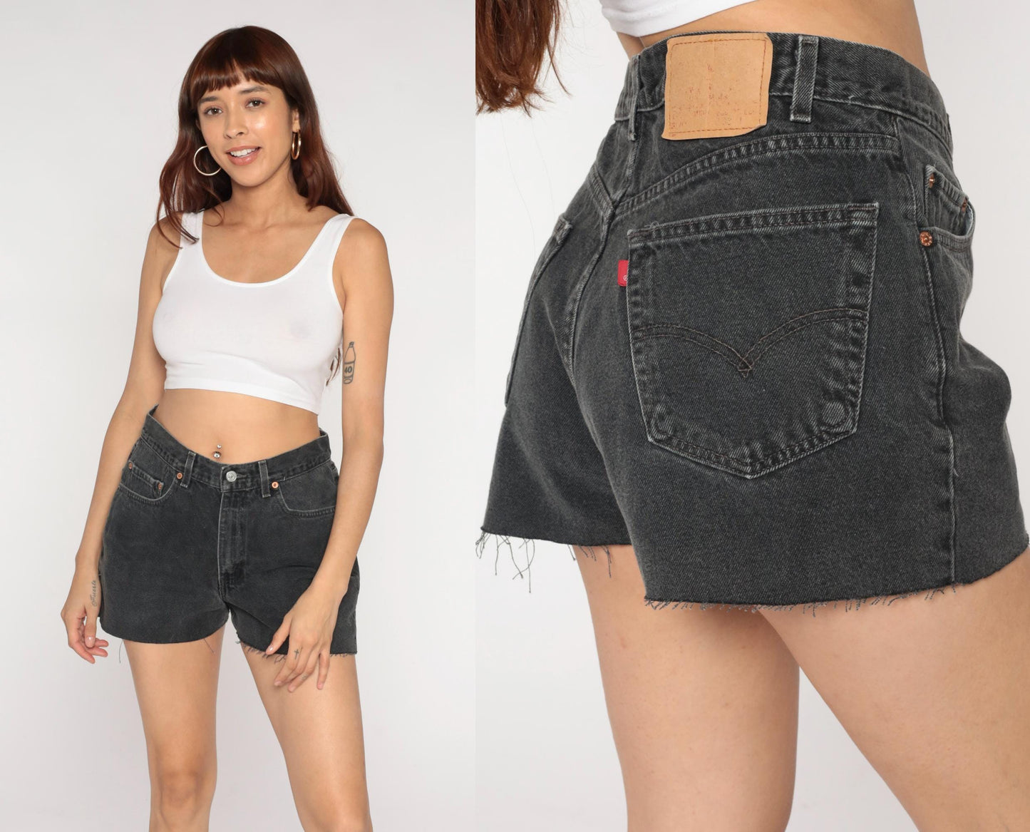 Y2K Levi's 550 Black Denim Cut-Off Shorts High Waisted Medium