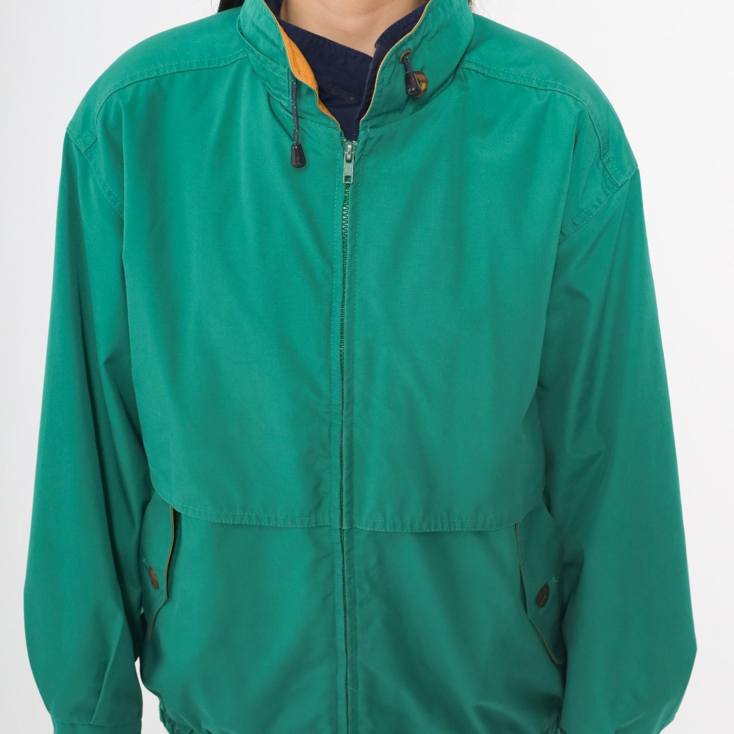 90s London Fog Green Nylon Windbreaker Jacket Stand Collar Medium M