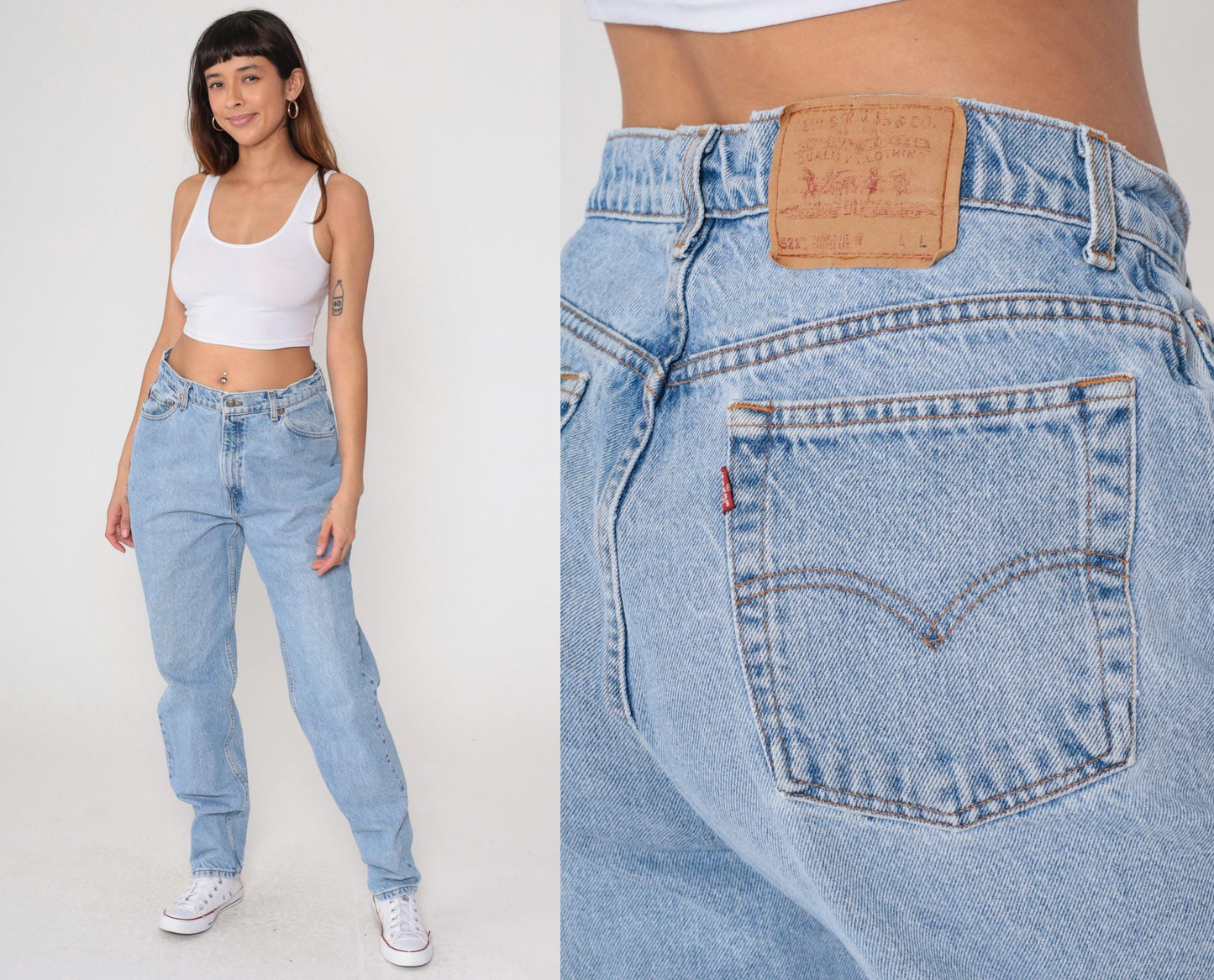 Levi's 521 High Waist Mom Jeans Blue Denim Tapered 90s 16 Long