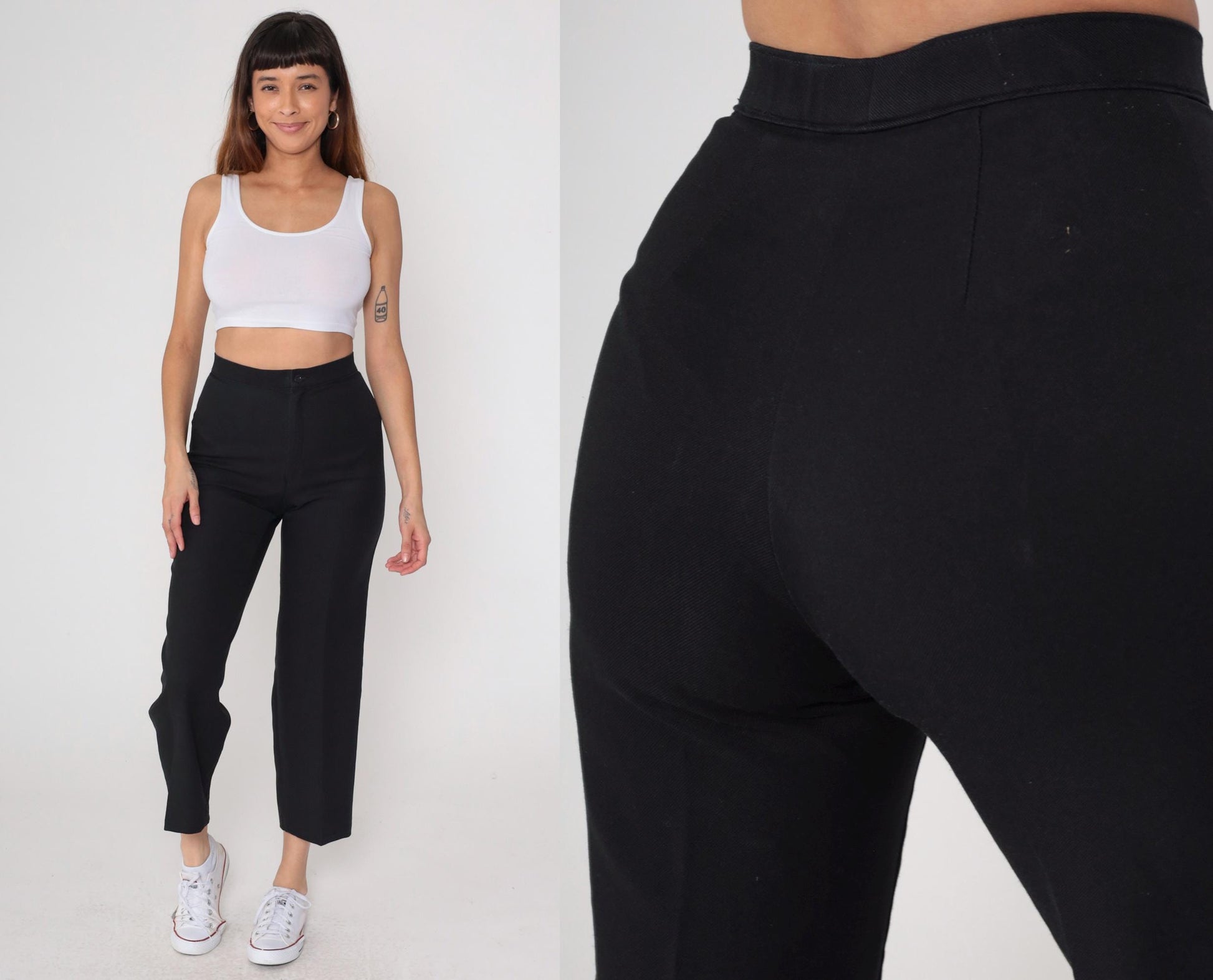 70s Levi's Bend Over Black High-Waist Straight-Leg Trousers Small