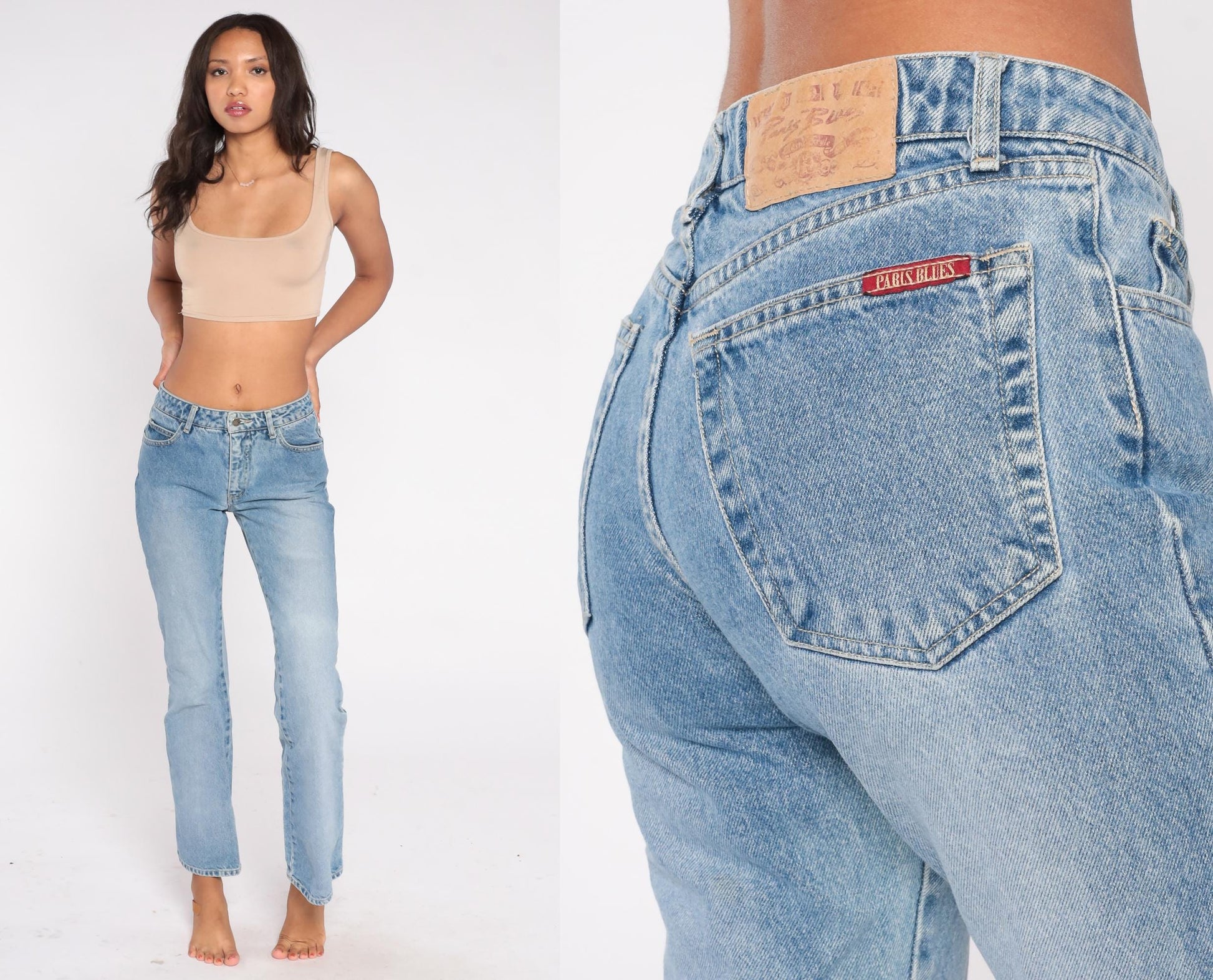 90s Paris Blues Light Wash Straight Leg Jeans Low Rise Small S