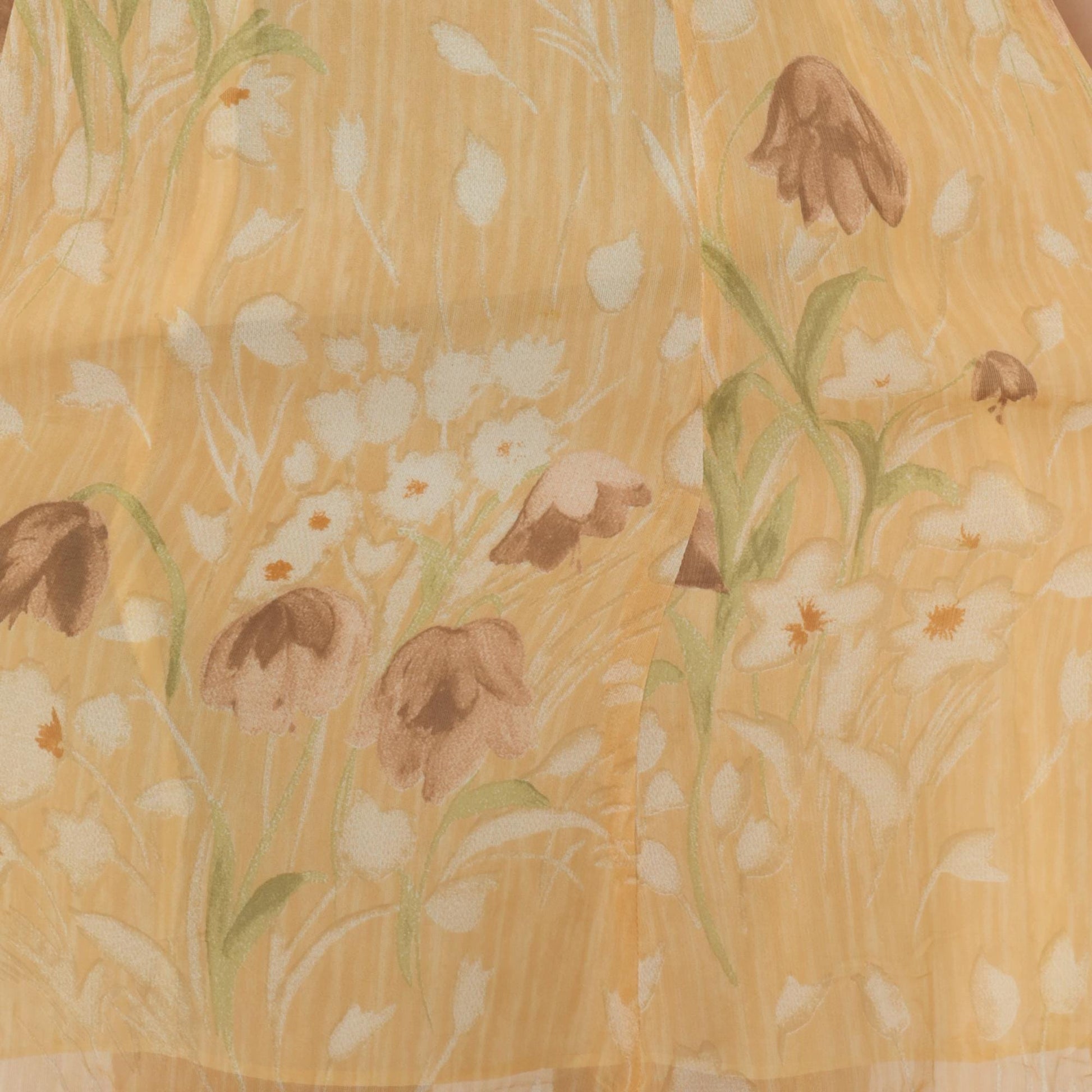 90s Barami Silk Floral Sundress Yellow Daisy Mini Tank Scoop Neck Extra Small