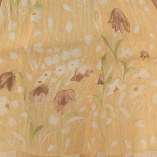 90s Barami Silk Floral Sundress Yellow Daisy Mini Tank Scoop Neck Extra Small