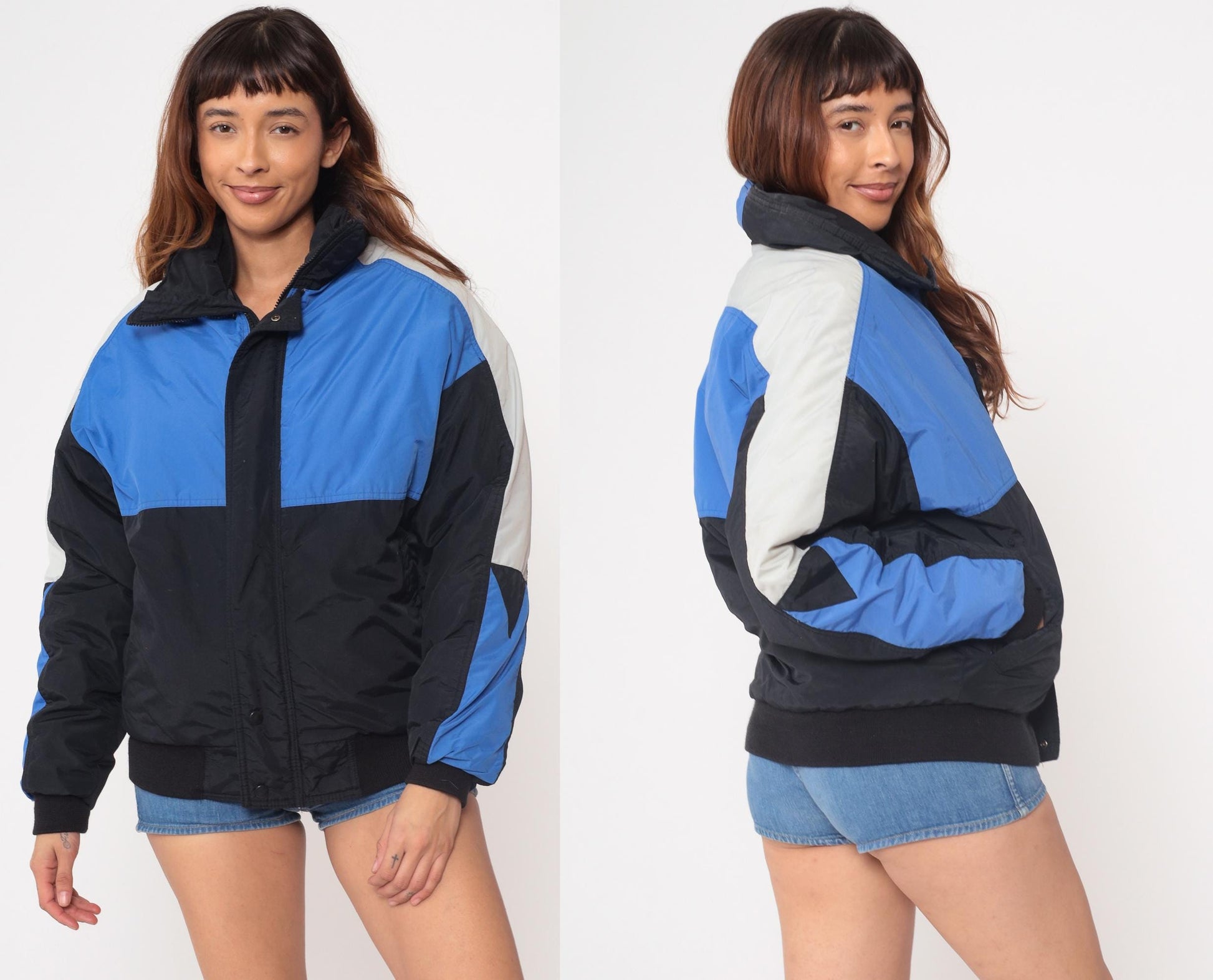 90s Field and Stream Colorblock Windbreaker Jacket Blue Black White Medium M