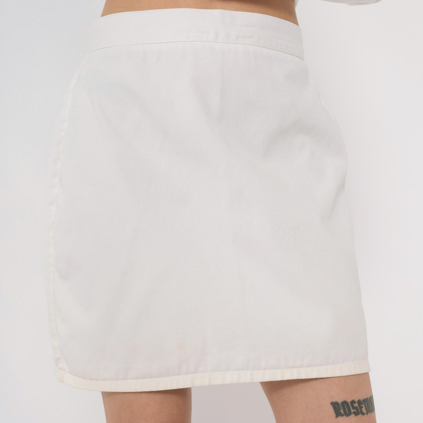 90s Bongo White Cotton Mini Skirt High Waisted Y2K Small S