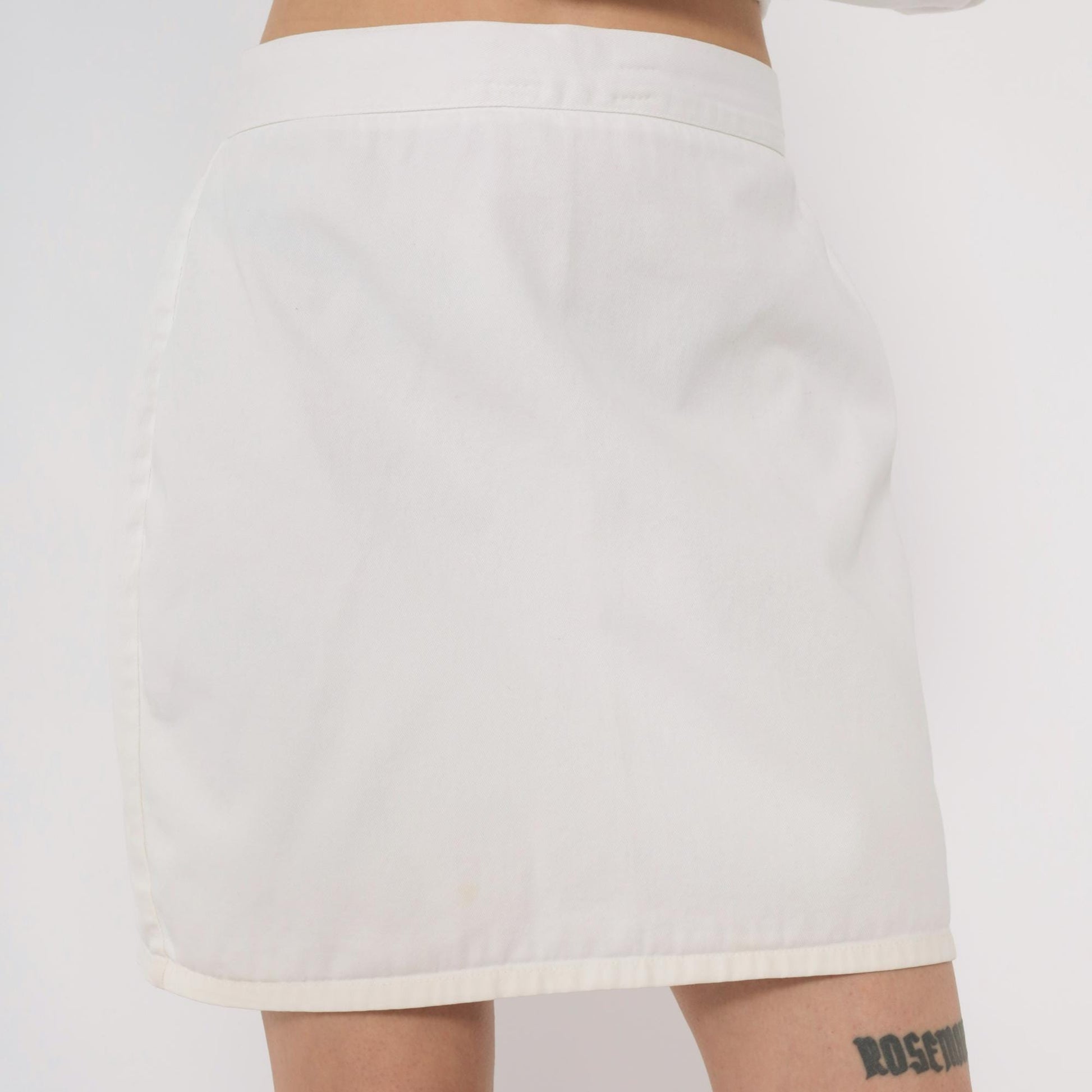 90s Bongo White Cotton Mini Skirt High Waisted Y2K Small S
