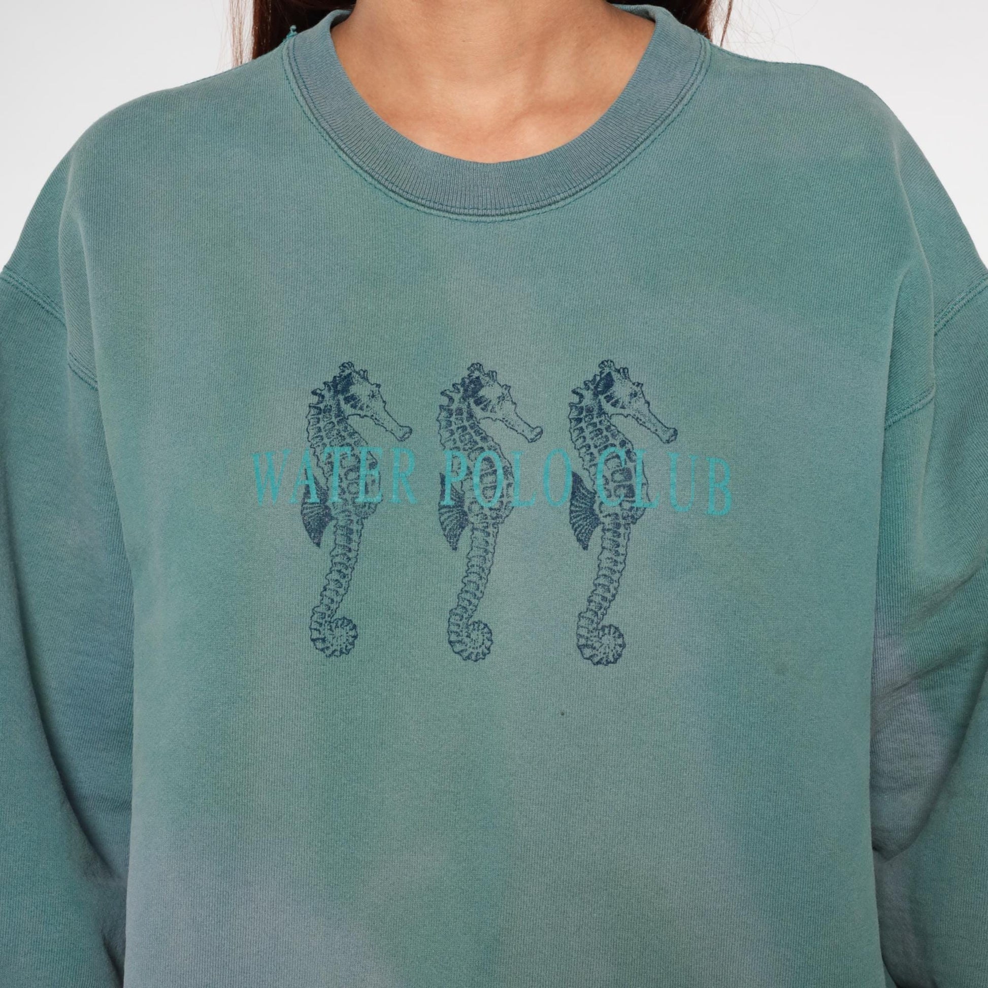 90s Jansport Water Polo Club Sweatshirt Sage Green Seahorse Graphic Large L