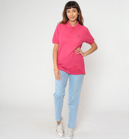 80s Brittania Polo Shirt Hot Pink Collared Short Sleeve Medium M
