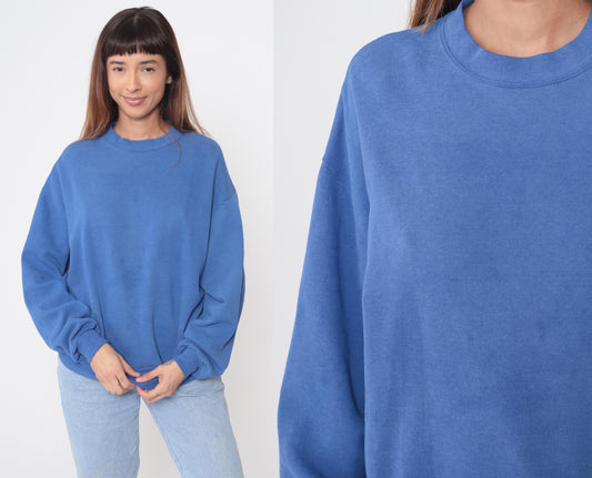 90s Jerzees Blue Crewneck Sweatshirt Cotton Pullover Large L