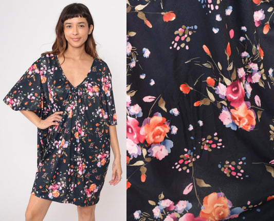 90s Only Necessities Floral Mini Dress V-Neck Empire Waist Plus Size 5X