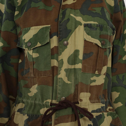 90s Black Sheep Woodland Camo Hooded Jacket Olive Green Cotton Large
