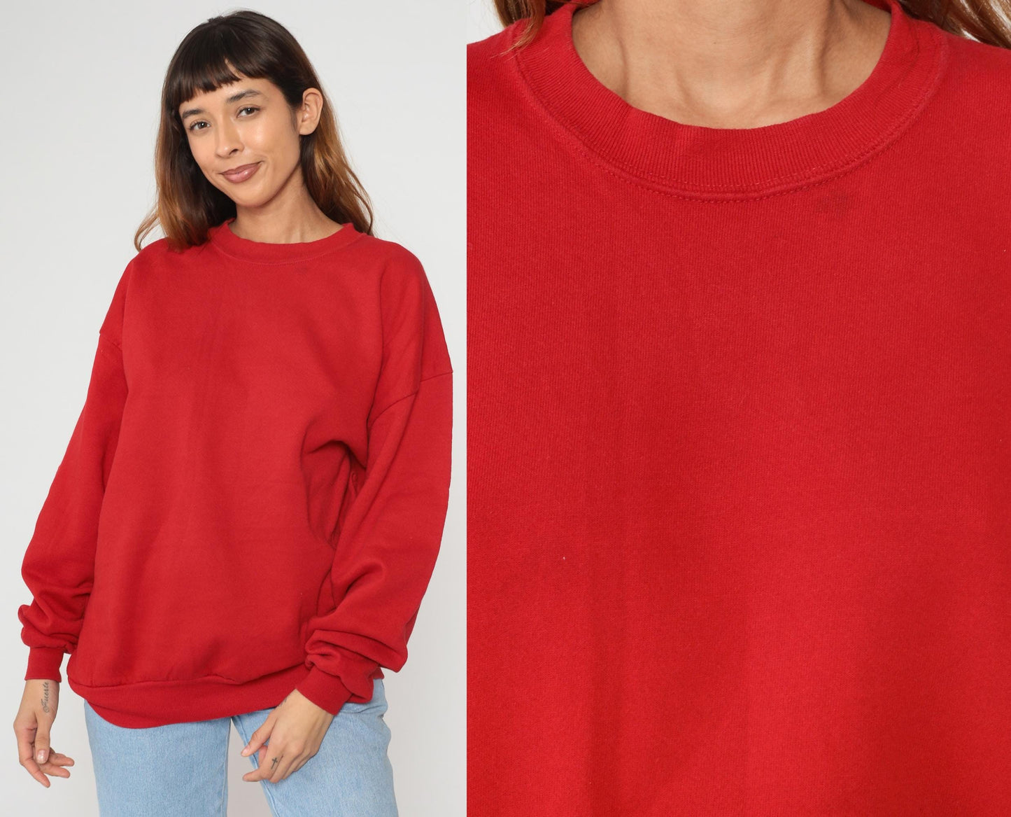 90s Jerzees Red Sweatshirt Plus Size XXL Crew Neck Cotton Pullover