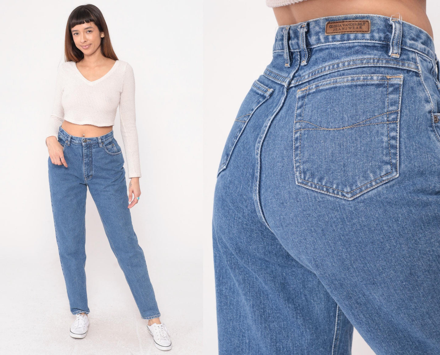 90s Gloria Vanderbilt High Waisted Straight Leg Jeans Medium Wash Blue Medium