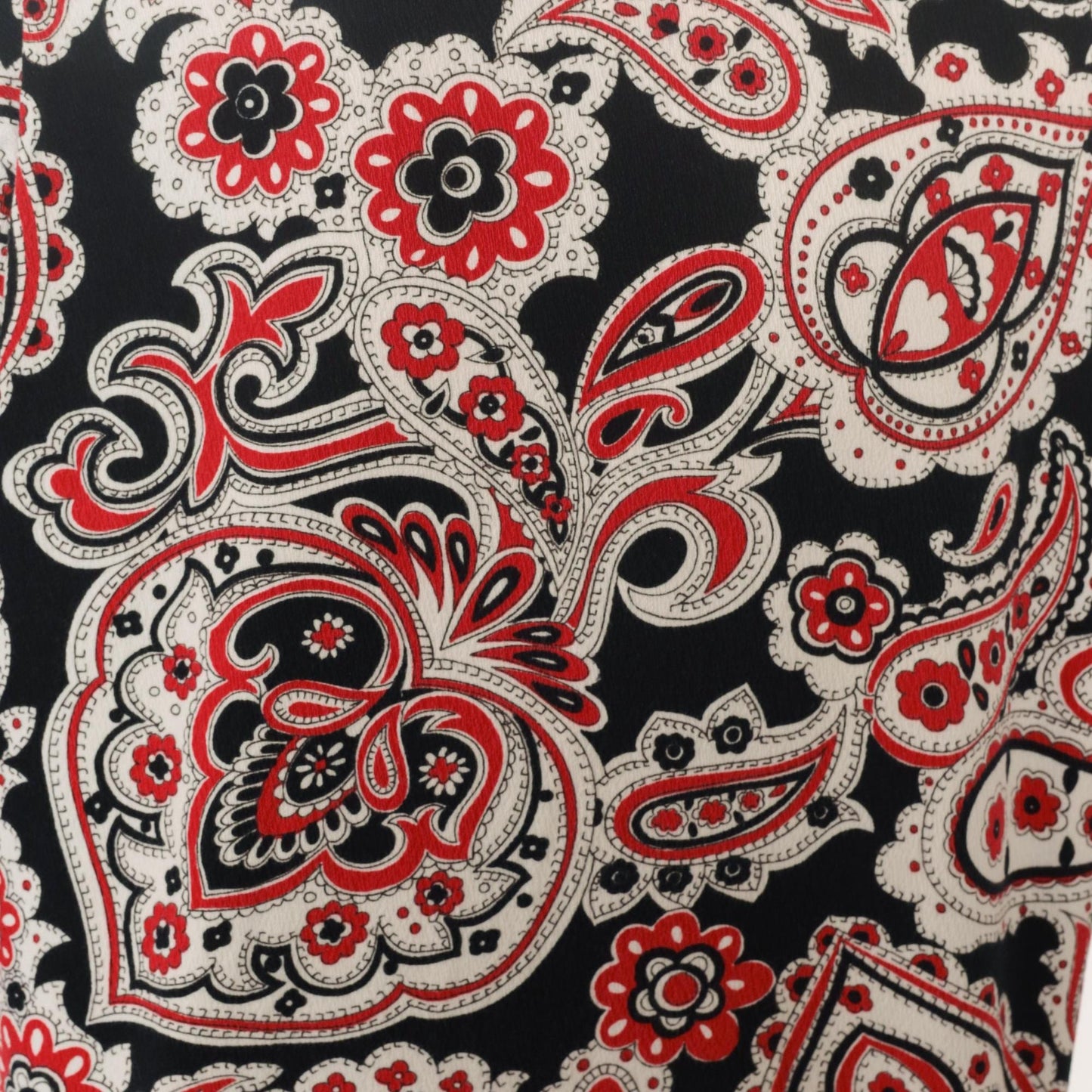 70s Jean Marie Paisley Button-Up Shirt Black Red White Medium