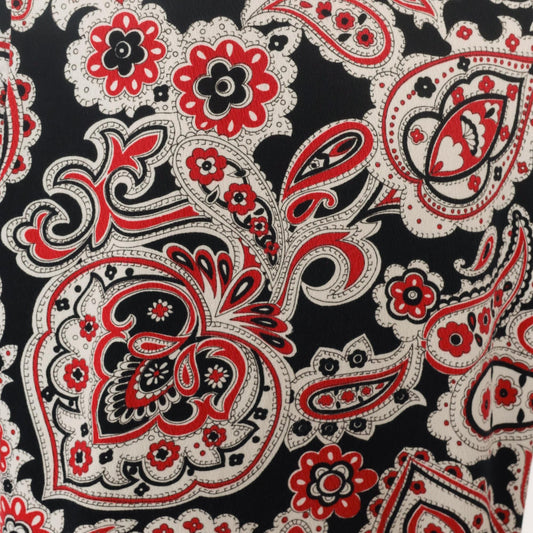 70s Jean Marie Paisley Button-Up Shirt Black Red White Medium