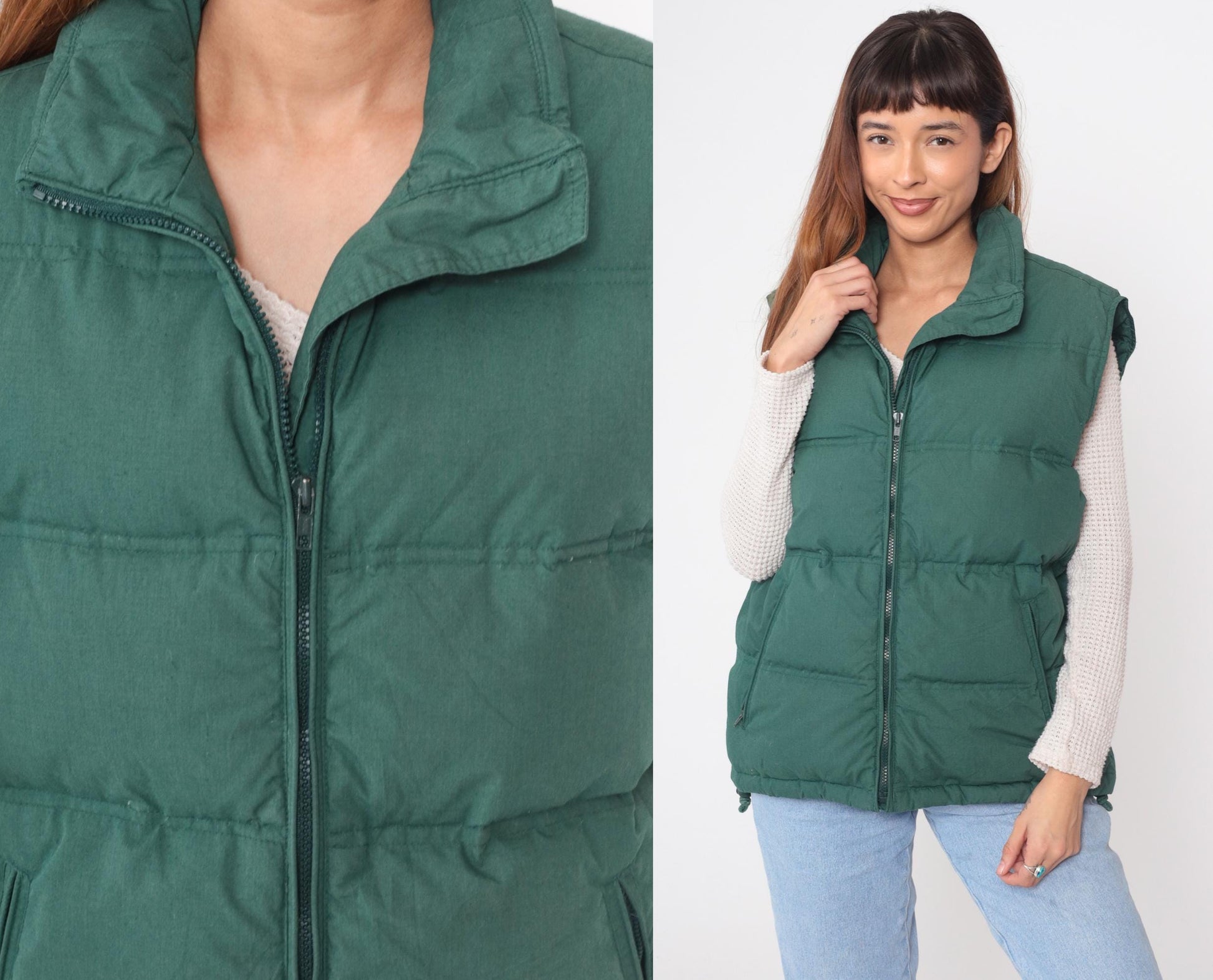 90s Northwest Territory Forest Green Down Puffer Vest Quilted Nylon Large