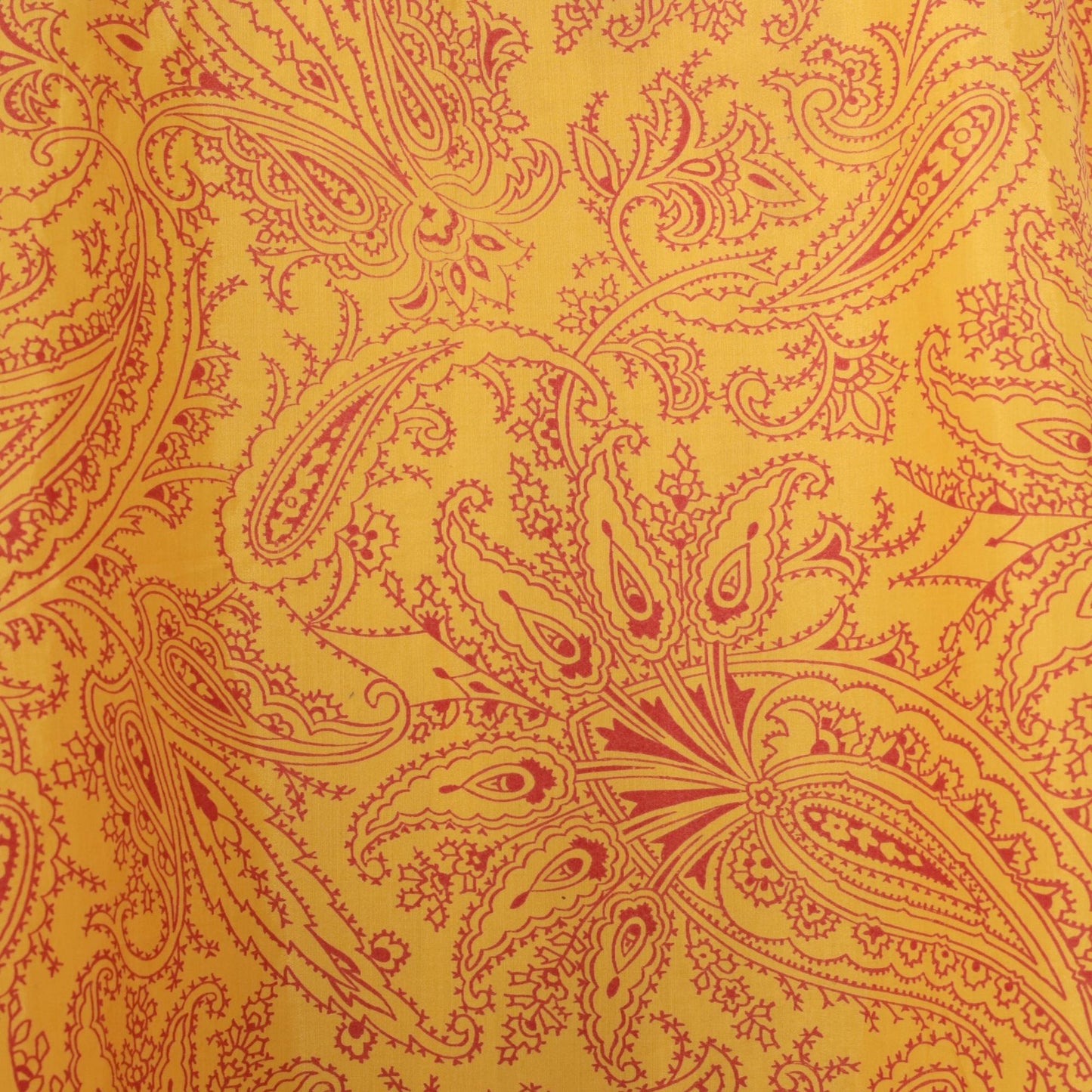 60s Gay Gibson Paisley Shift Dress Yellow Red Sleeveless XS
