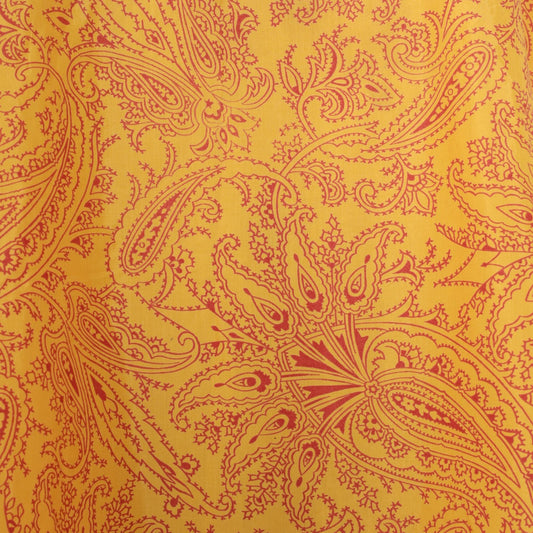 60s Gay Gibson Paisley Shift Dress Yellow Red Sleeveless XS