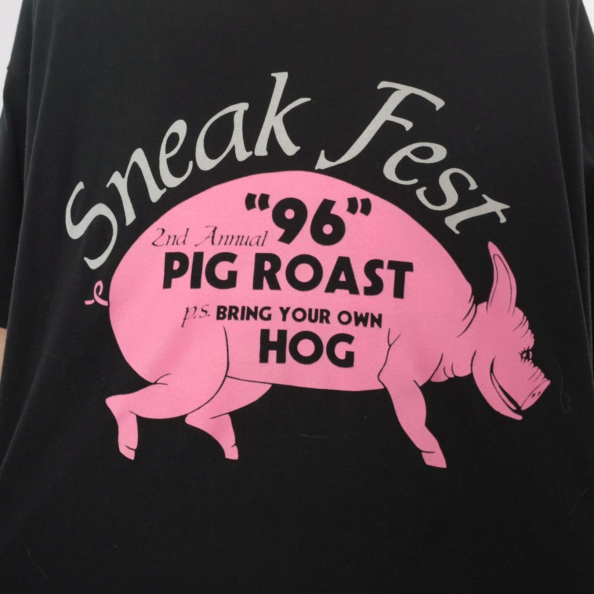 90s Sneak Fest Pig Roast Graphic T-Shirt Black Cotton Extra Extra Large XXL