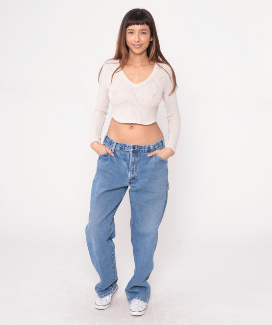 Y2K Dickies Carpenter Jeans Blue Denim Straight Leg Utility 36x34
