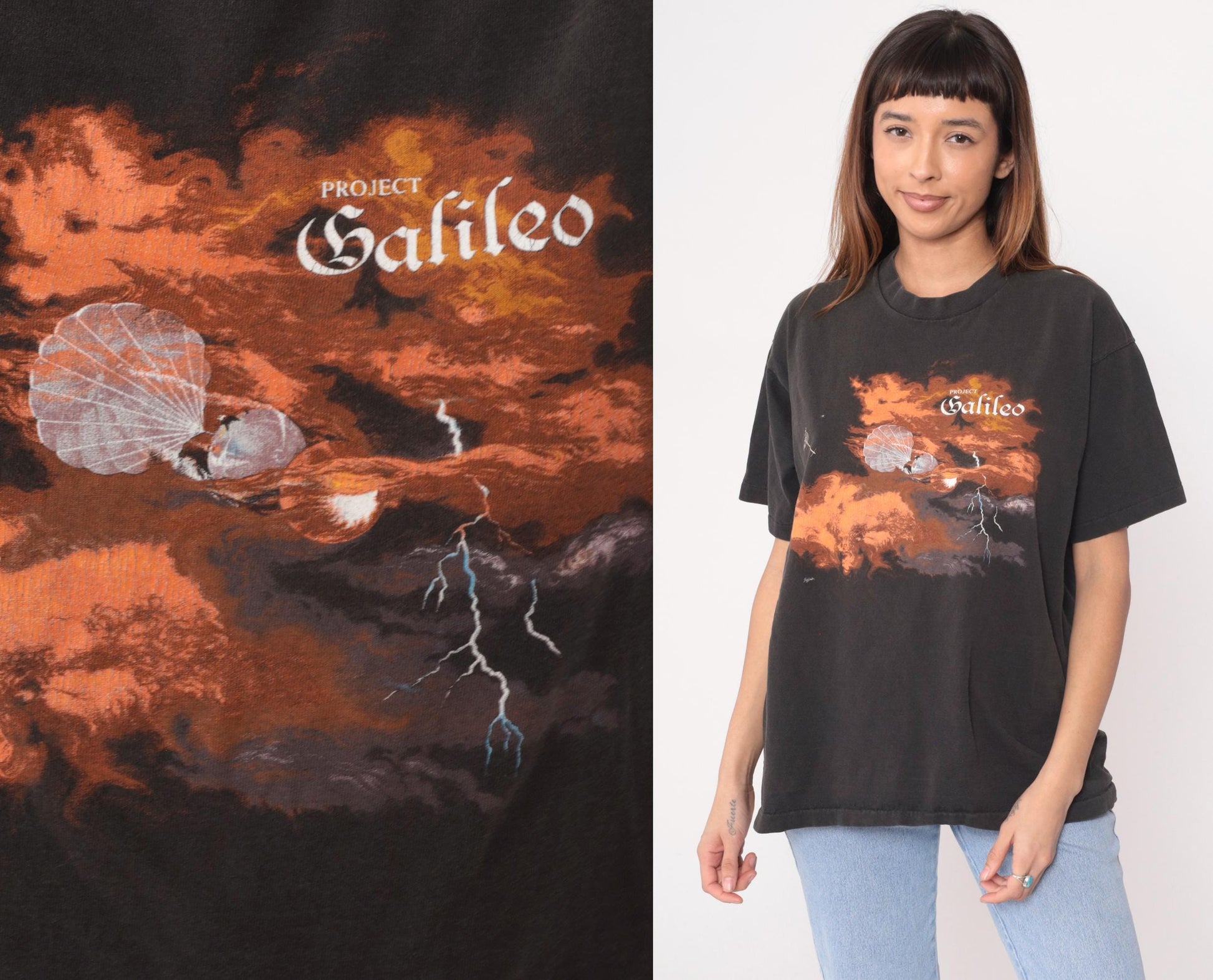 90s Project Galileo Space Mission Graphic Tee Black Large L