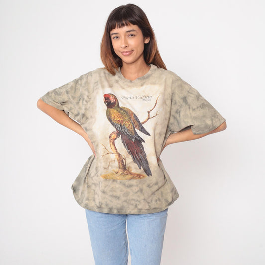 90s Yazbek Puerto Vallarta Mexico Parrot Tie-Dye Tee Cotton Extra Large XL