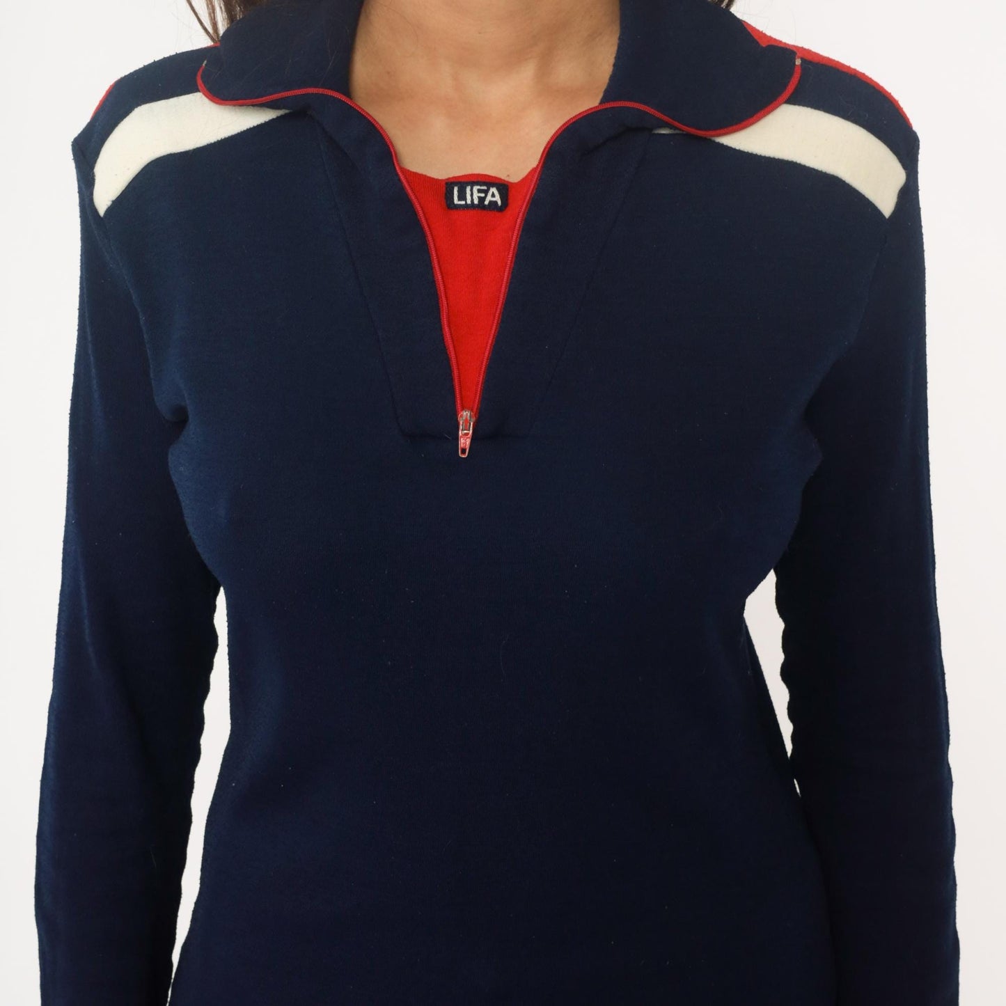 80s Helly Hansen Lifa Track Jacket Navy Quarter-Zip Colour Block Large
