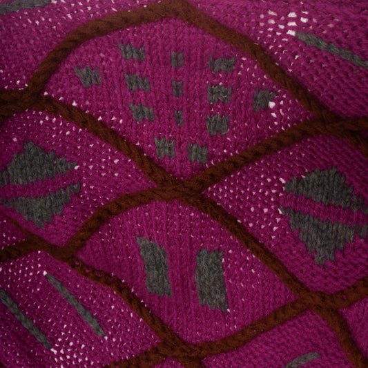 90s Purple Argyle Cardigan Wool Blend Chunky Knit Diamond Pattern Small
