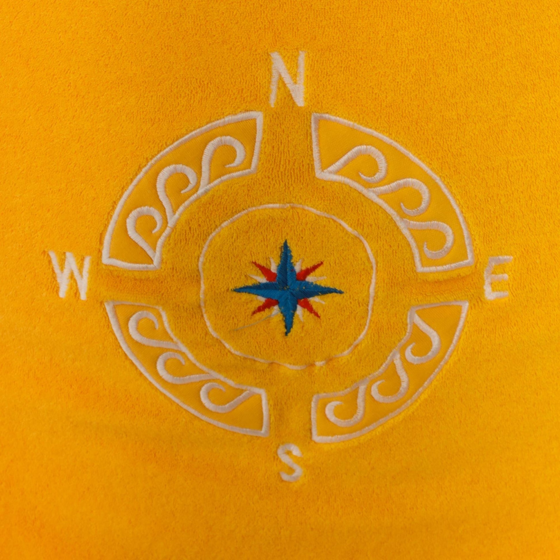 80s CA Sport Terrycloth Zip Jacket Compass Embroidered Yellow Plus Size XXL
