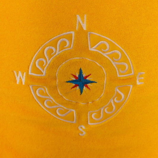 80s CA Sport Terrycloth Zip Jacket Compass Embroidered Yellow Plus Size XXL