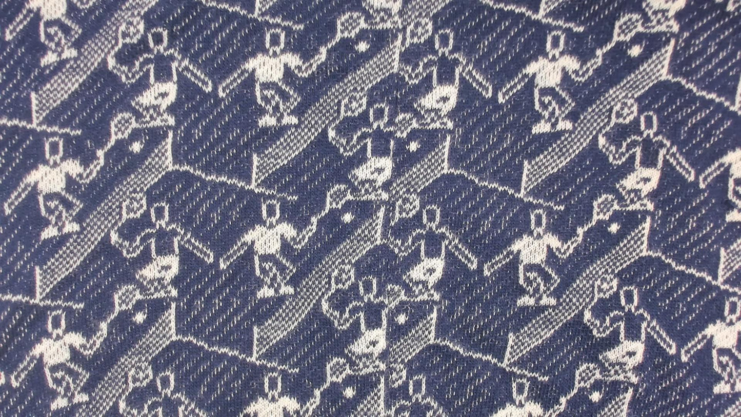 70s Navy Tennis Print Sleeveless Tunic White Trim Mini Dress Extra Small XS