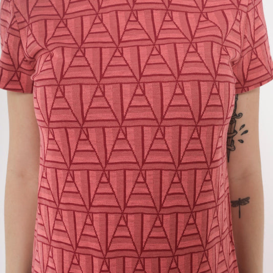60s Coral Geometric Shift Dress Mini Knee-Length Mod Space Age Pink Extra Small XS