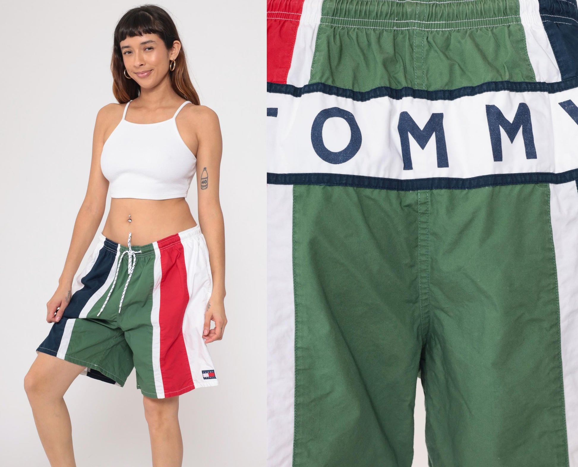 Tommy Hilfiger Y2K Colorblock Swim Shorts Navy Red Green White Extra Large XL