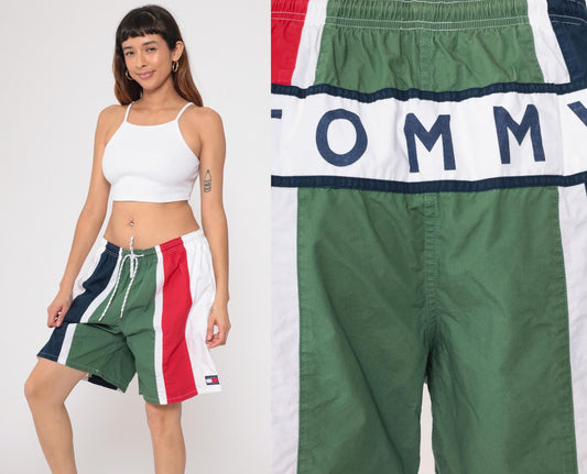 Tommy Hilfiger Y2K Colorblock Swim Shorts Navy Red Green White Extra Large XL
