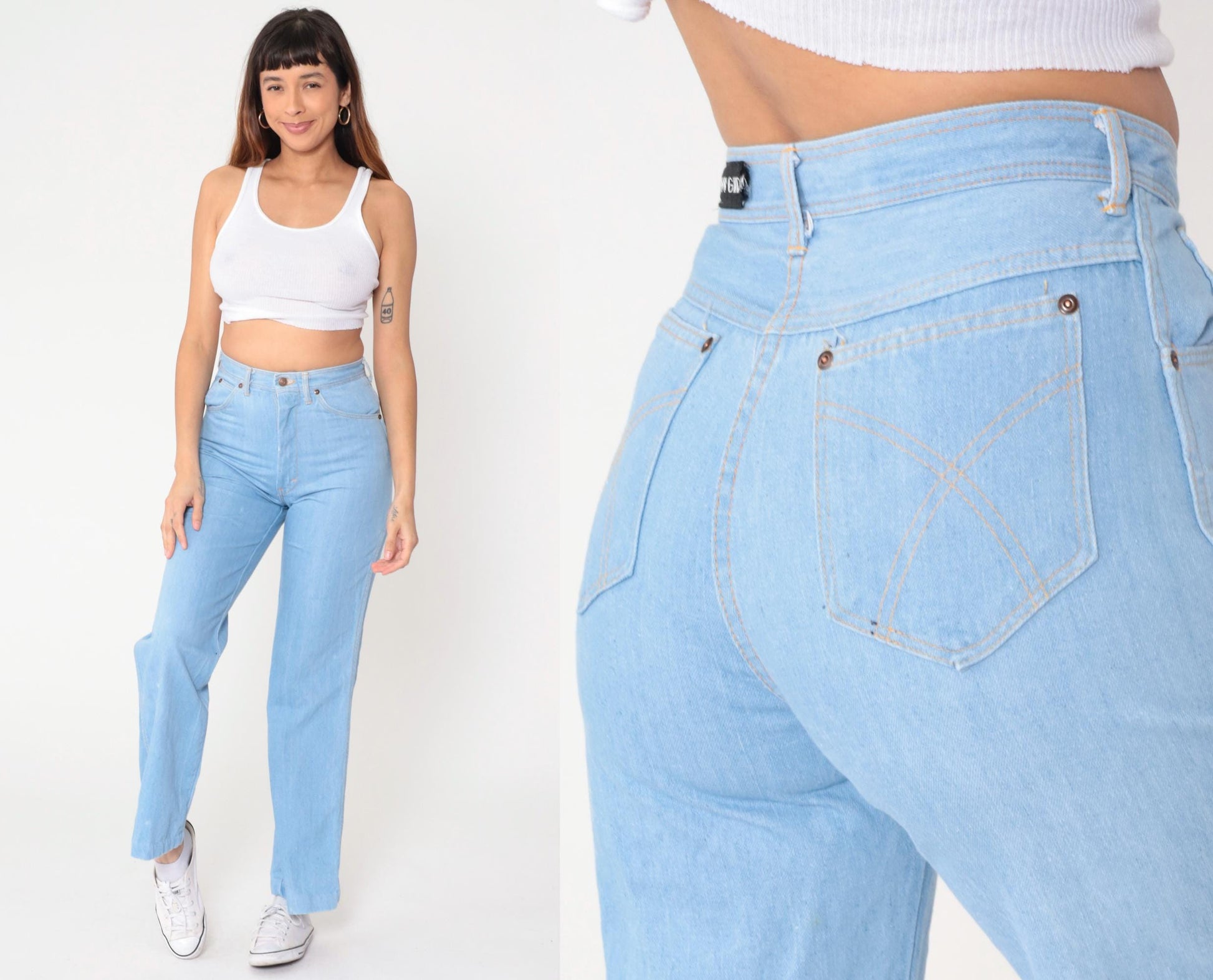 80s Funny Girl Light Wash High-Waisted Straight Leg Jeans Small S
