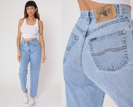 90s Faconnable Goldberg Light Wash High Rise Mom Jeans Tapered Ankle Small