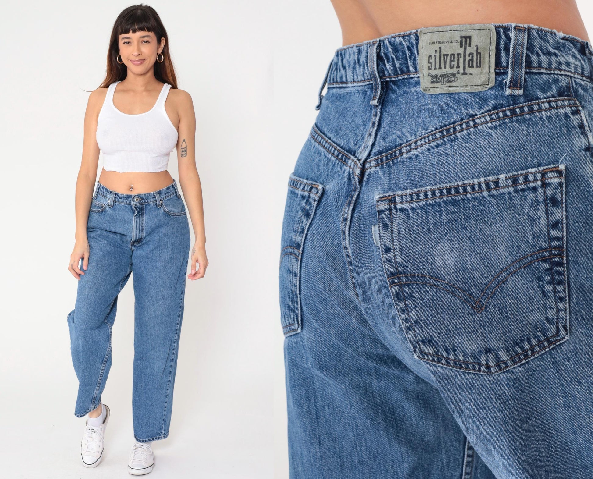 90s Levi's SilverTab Loose Straight Denim Light Wash High Rise W32 L30