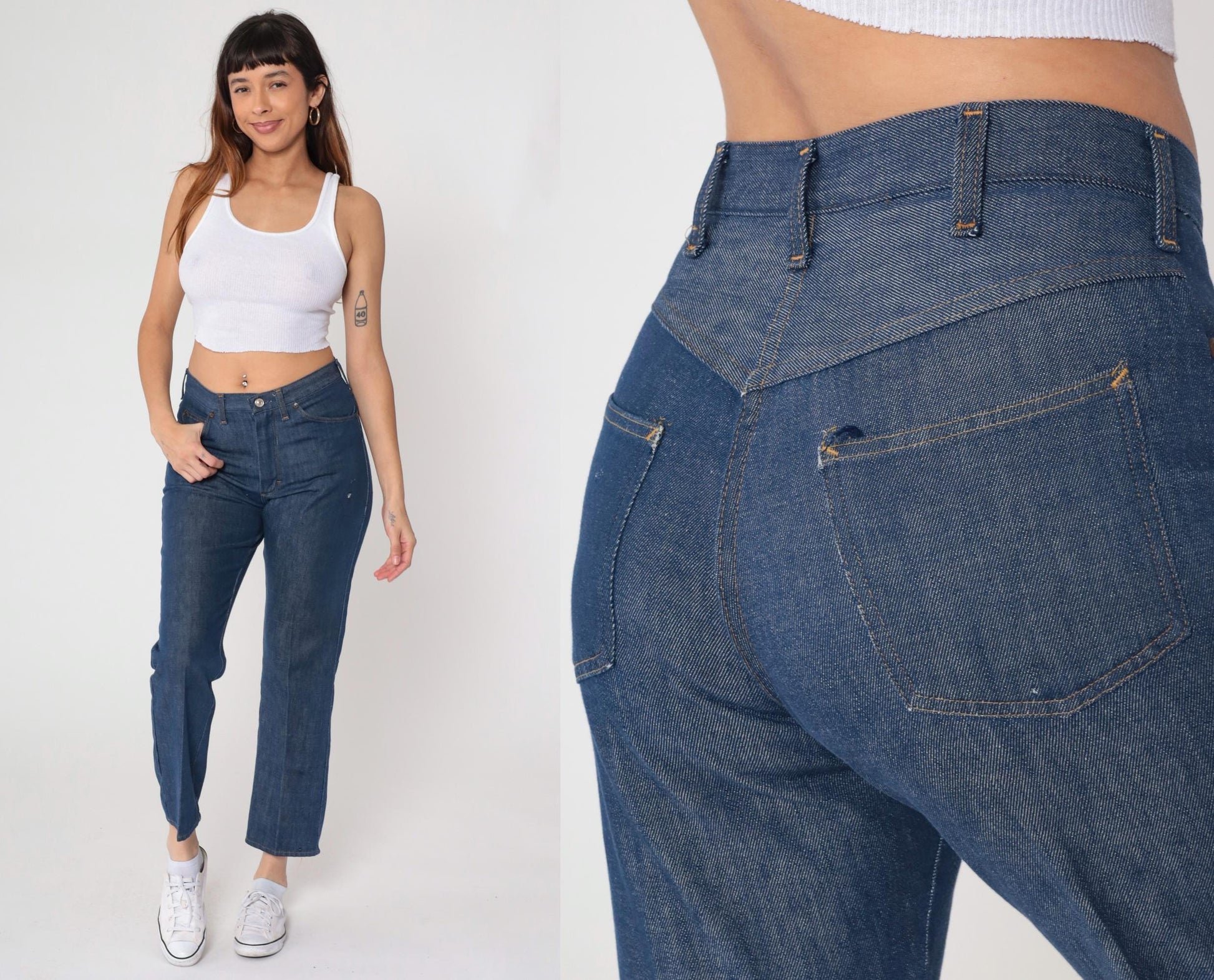 80s High Rise Straight Leg Blue Denim Jeans Medium Wash Medium M